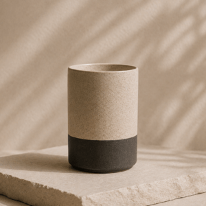 vase en céramique crème et noir mat